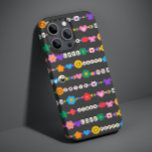 Groovy Good Vibes Love Smile Retro Beads iPhone 13 Pro Max Case<br><div class="desc">Groovy Good Vibes Love Smile Retro Beads iPhone Phone Cases features a variety of friendship beads with text such as love, peace, happy, smile, good vibes and accented with flowers, butterflies, hearts, stars, yin and yang signs in bright colours. Perfect gifts for Christmas, birthday, best friends, sisters and more. Designed...</div>