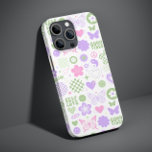 Groovy Good Vibes Y2K Butterfly Modern Girl Case-Mate iPhone 14 Case<br><div class="desc">Groovy Good Vibes Y2K Butterfly Modern Girl iPhone Smart Phone Case features a cute and playful modern y2k pattern for butterflies, hearts, flowers, good vibes, peace signs and chequered board pattern in soft pink, purple and green. Give a unique and trendy gift for Christmas, birthday, holidays, Mother's Day and perfect...</div>