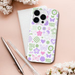 Groovy Good Vibes Y2K Butterfly Modern Girl Case-Mate iPhone 14 Pro Case<br><div class="desc">Groovy Good Vibes Y2K Butterfly Modern Girl iPhone Smart Phone Case features a cute and playful modern y2k pattern for butterflies, hearts, flowers, good vibes, peace signs and chequered board pattern in soft pink, purple and green. Give a unique and trendy gift for Christmas, birthday, holidays, Mother's Day and perfect...</div>
