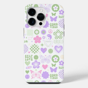 Groovy Good Vibes Y2K Butterfly Modern Girl iPhone 14 Pro Max Case