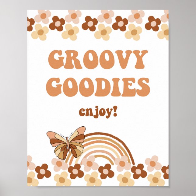 Groovy Goodies Retro Hippie Party Sign (Front)