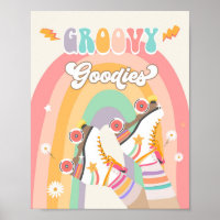 Groovy Goodies Roller Skate Skating Retro Poster