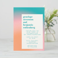 Groovy Gradient Teal Pink Orange Abstract Wedding