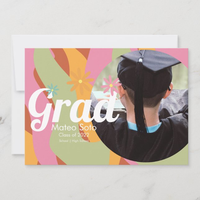 Groovy Graduation Photo Bold  Invitation (Front)