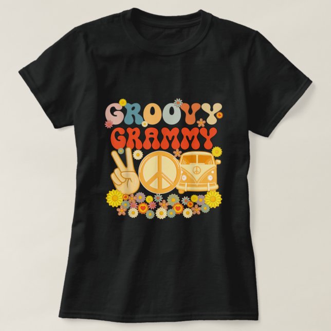 Groovy Grammy Retro Matching Family Baby Shower Mo T-Shirt (Design Front)