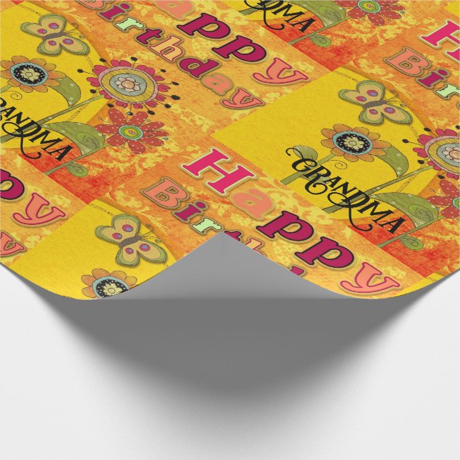 Groovy Grandma 1970's Birthday Vibe Custom Wrapping Paper (Corner)