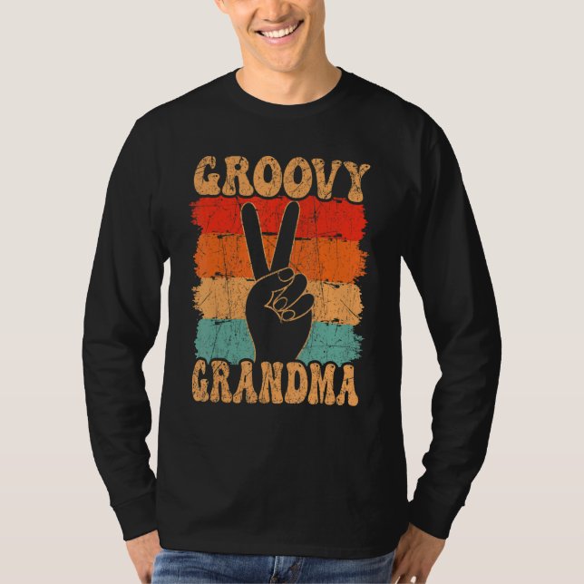 Groovy Grandma 70s Aesthetic Nostalgia 1970's Retr T-Shirt (Front)