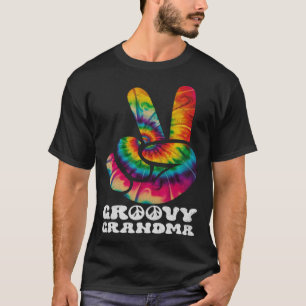 Groovy Grandma Hand Peace Sign Hippie Tie Dye T-Shirt