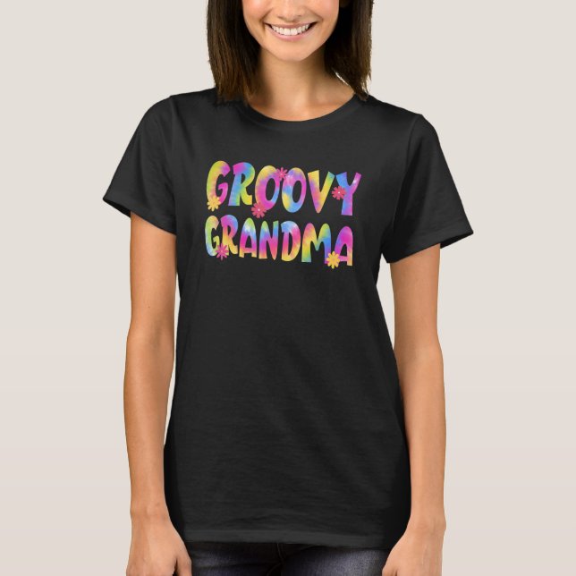 Groovy Grandma Tie Dey Vibes Peace Hippie Matching T-Shirt (Front)