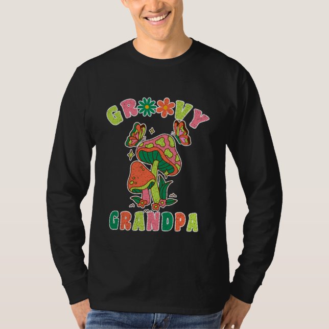 groovy grandpa colourful retro mushrooms T-Shirt (Front)