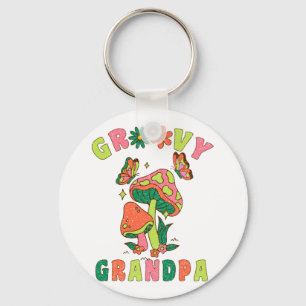 groovy grandpa colourful vintage mushroom key ring