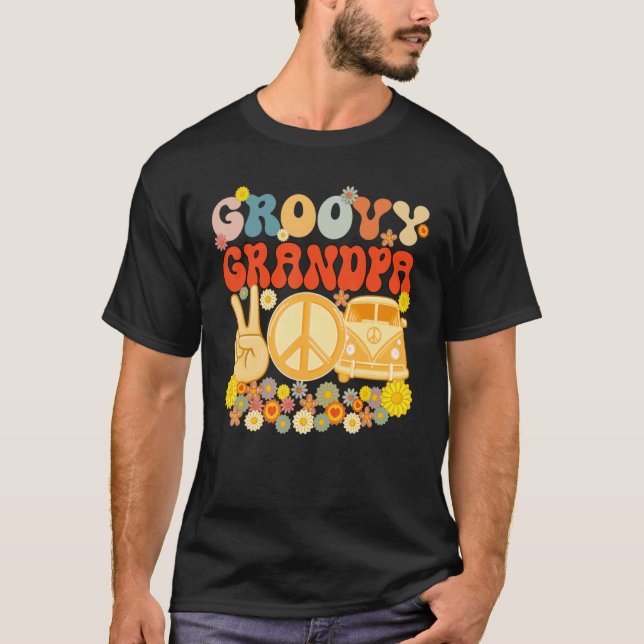 Groovy Grandpa Retro Matching Family Baby Shower F T-Shirt (Front)