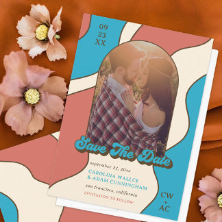 Groovy Graphic Art 70s Retro Save The Date