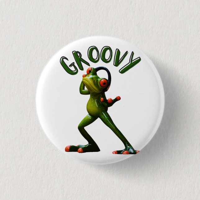 Groovy Green Frog 3 Cm Round Badge (Front)