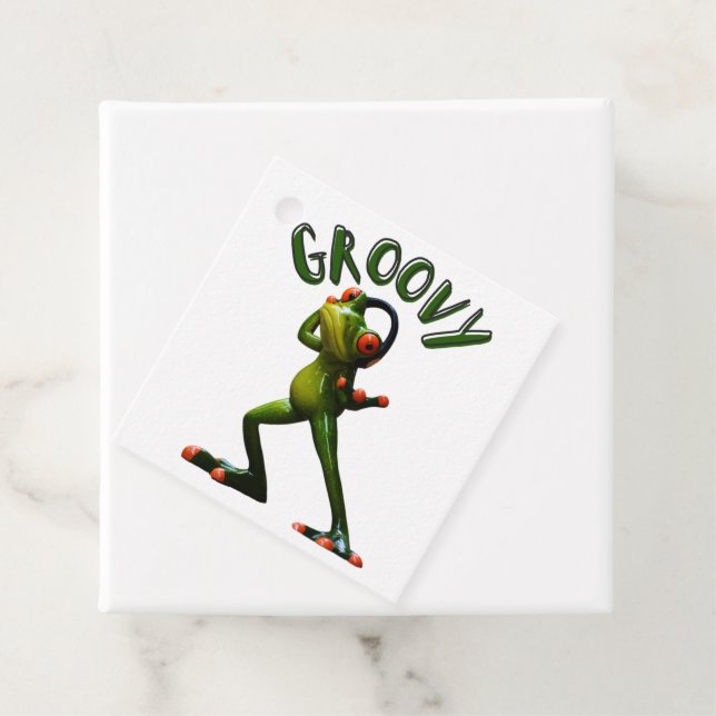 Groovy Green Frog Favour Tags (In Situ)