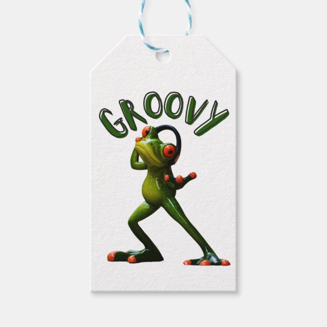 Groovy Green Frog Gift Tags (Front)