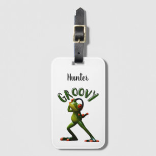 Groovy Green Frog Luggage Tag