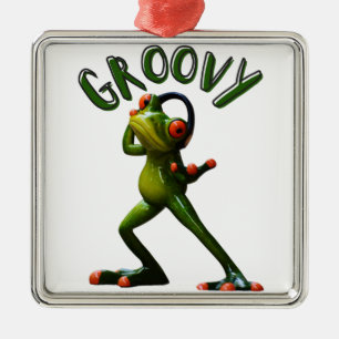 Groovy Green Frog Metal Tree Decoration