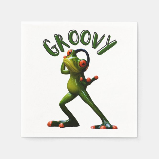 Groovy Green Frog Napkin (Front)