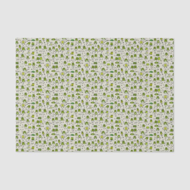 Groovy Green Frogs Hoppin Stick Frog Ribbit Tissue Paper (Front)