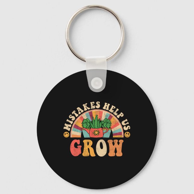 Groovy Growth Mindset Positive Retro Teachers Back Key Ring (Front)
