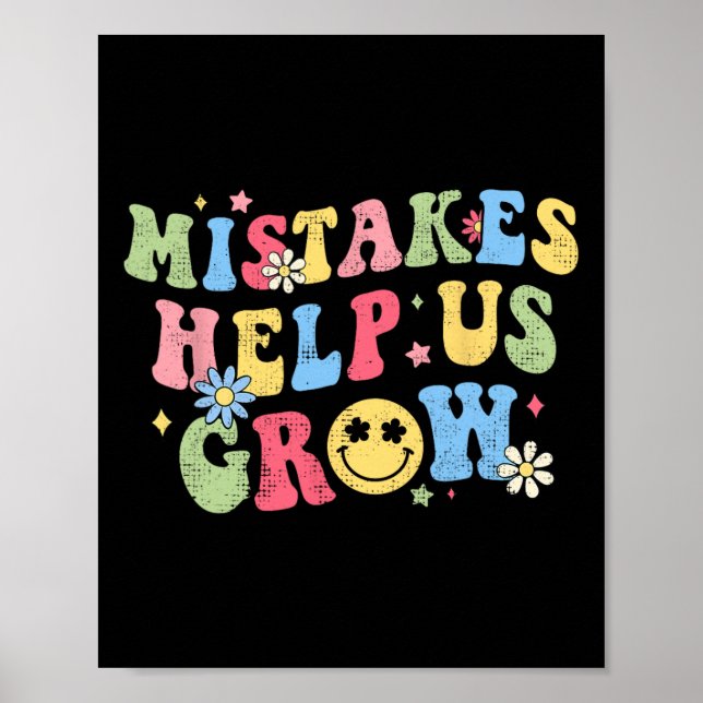 Groovy Growth Mindset Positive Retro Teachers Back Poster (Front)