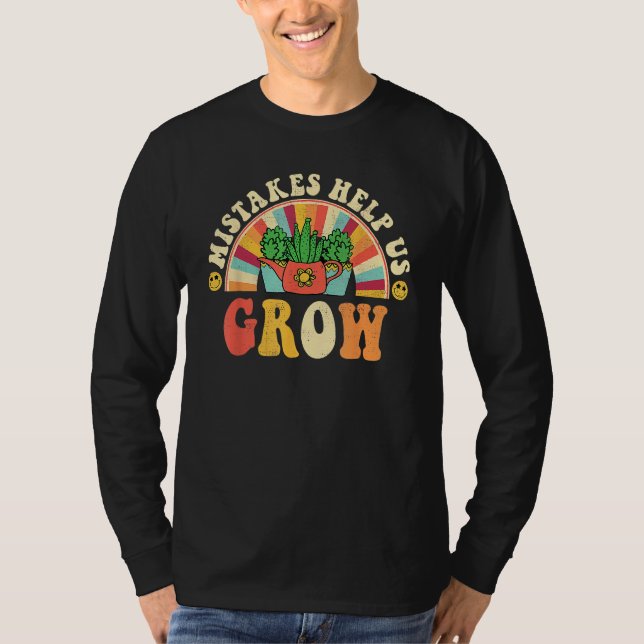 Groovy Growth Mindset Positive Retro Teachers Back T-Shirt (Front)