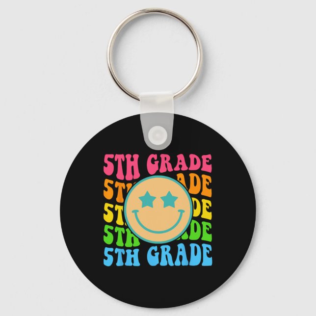 Groovy Growth Mindset Positive Retro Teachers Byck Key Ring (Front)