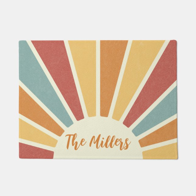 Groovy grunge retro style sunshine design doormat (Front)