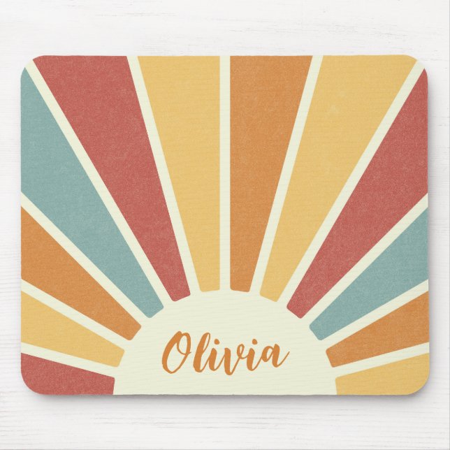 Groovy grunge retro style sunshine design mouse pad (Front)