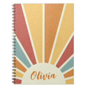 Groovy grunge retro style sunshine design notebook