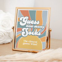 Groovy Guess How Many Socks Retro Baby Shower Game