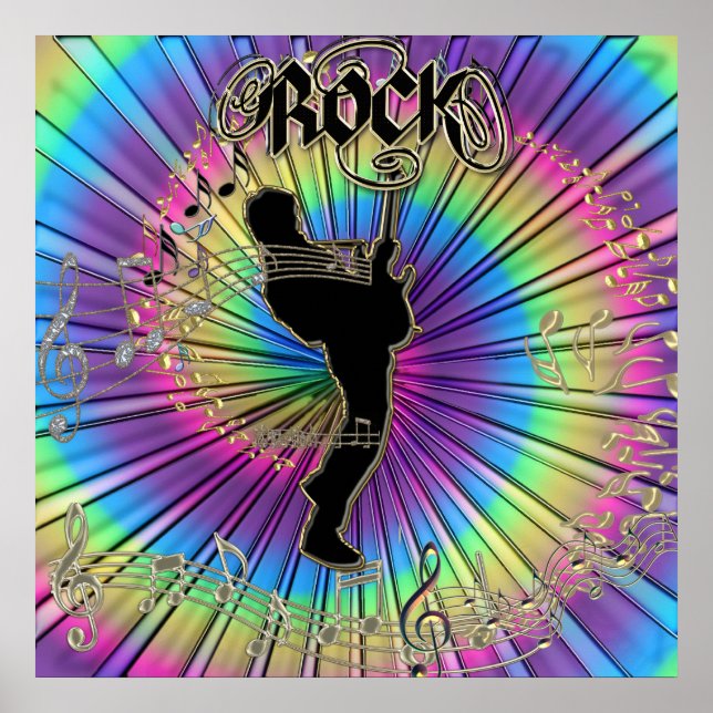 Groovy Guitar in a Tie-Dye Dream Music Poster (Front)
