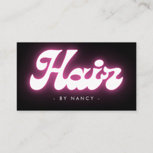 Groovy Hair Salon Neon Pink Business Card