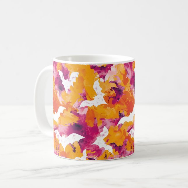 Groovy Halloween Bats Coffee Mug (Front Left)