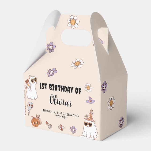 Groovy Halloween Birthday Party Favour Box (Front Side)