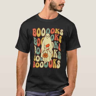 Groovy Halloween Booooks Ghost Hippie Boo Reading T-Shirt
