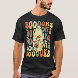Groovy Halloween Booooks Ghost Hippie Boo Reading  T-Shirt