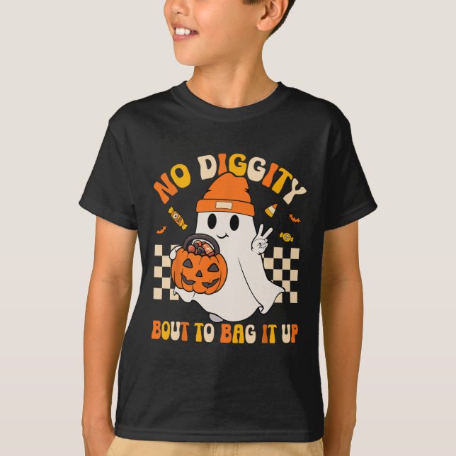Groovy Halloween Ghost Boo No Diggity Bout to Bag  T-Shirt (Front)