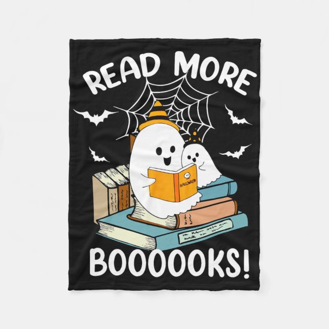 Groovy Halloween Ghost Read More Boooooks Libraria Fleece Blanket (Front)