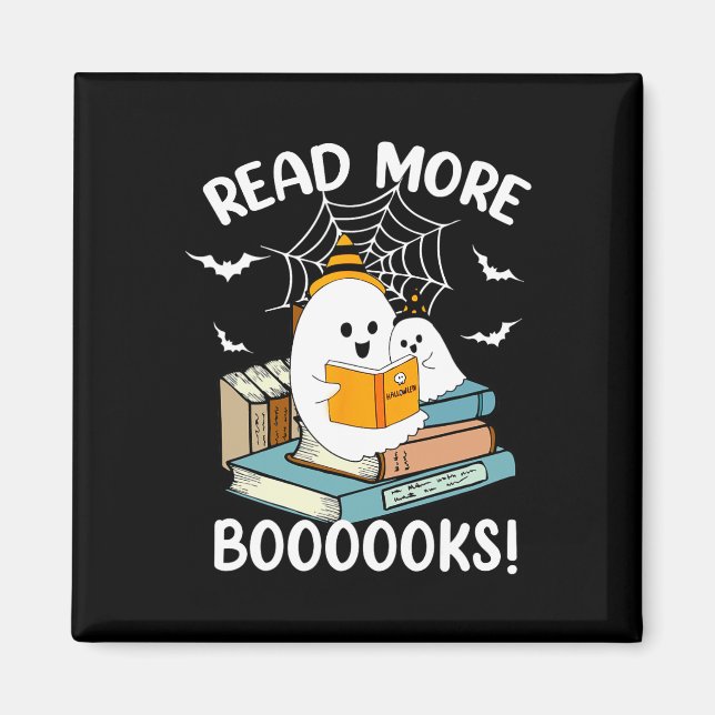 Groovy Halloween Ghost Read More Boooooks Libraria Magnet (Front)