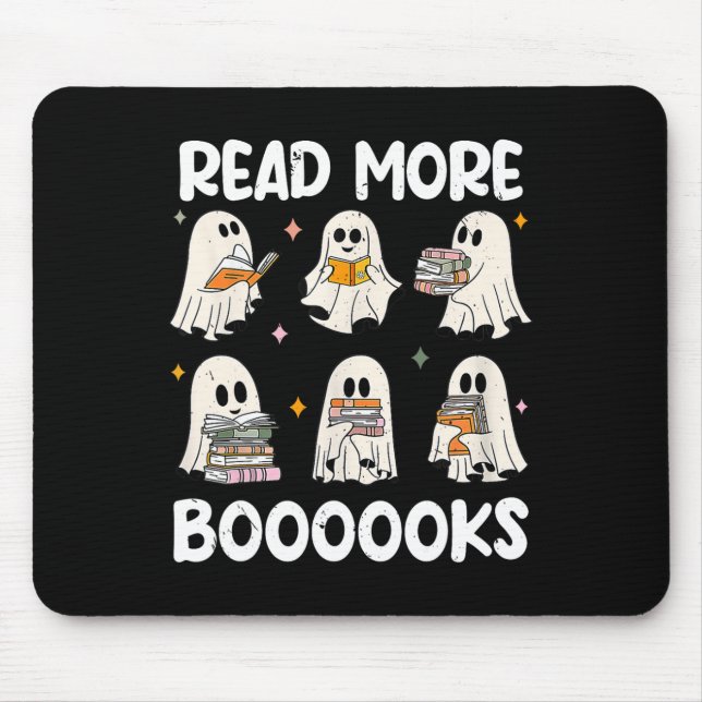 Groovy Halloween Ghost Read More Boooooks Libraria Mouse Pad (Front)