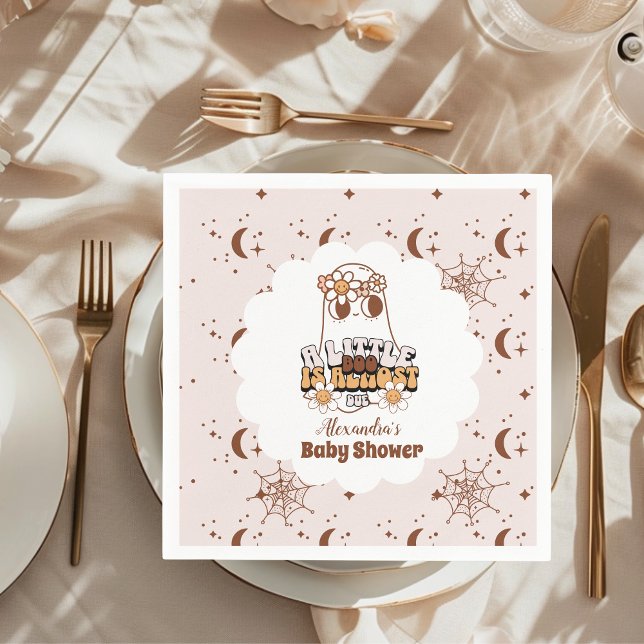 Groovy Halloween Little Boo Baby Shower Napkin (Creator Uploaded)