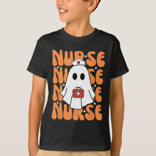 Groovy Halloween Nurse Ghost Funny Nursing Costume T-Shirt