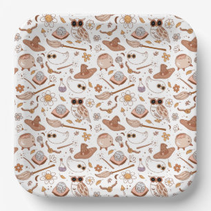 Groovy Halloween Retro Style Ghosts Funny Paper Plate