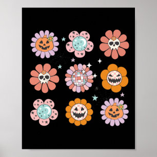 Groovy Halloween Smile Face Disco Retro Pumpkin Sk Poster