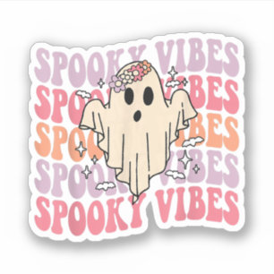 Groovy Halloween Spooky Vibes Retro Floral Ghost C