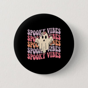 Groovy Halloween Spooky Vibes Retro Floral Ghost C 6 Cm Round Badge