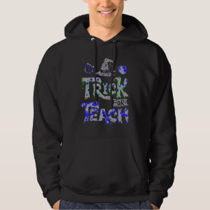 Groovy Halloween Trick or Teach Retro Floral Ghost Hoodie