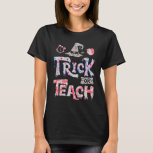 Groovy Halloween Trick or Teach Retro Floral Ghost T-Shirt